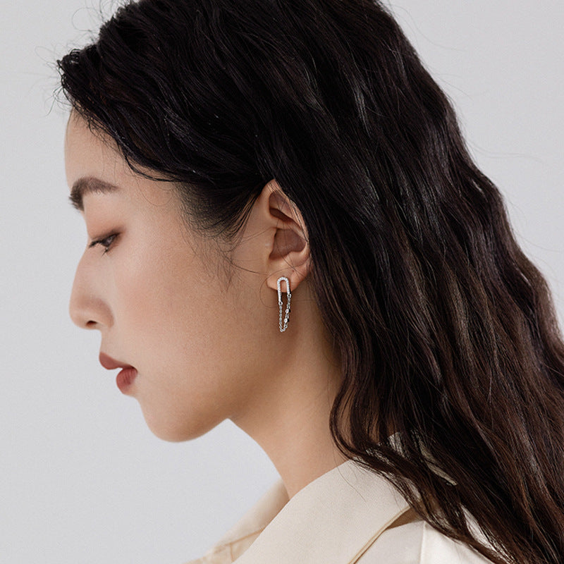 Eardrop earring 925 pure silver accessories jewelry chain Zircon stud earrings female foreign trade cross-border jewelry silver accessories processing