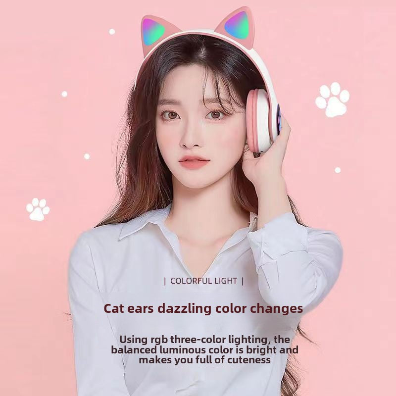 Luminous cat ear Bluetooth headset wireless headset STN-28 cross-border hot cute series New Factory Direct Sales
