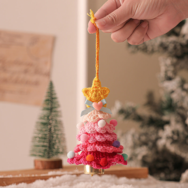 Exclusive for cross-border plush Christmas pendant wool crocheted Christmas tree small ornaments Christmas decoration automobile hanging ornament