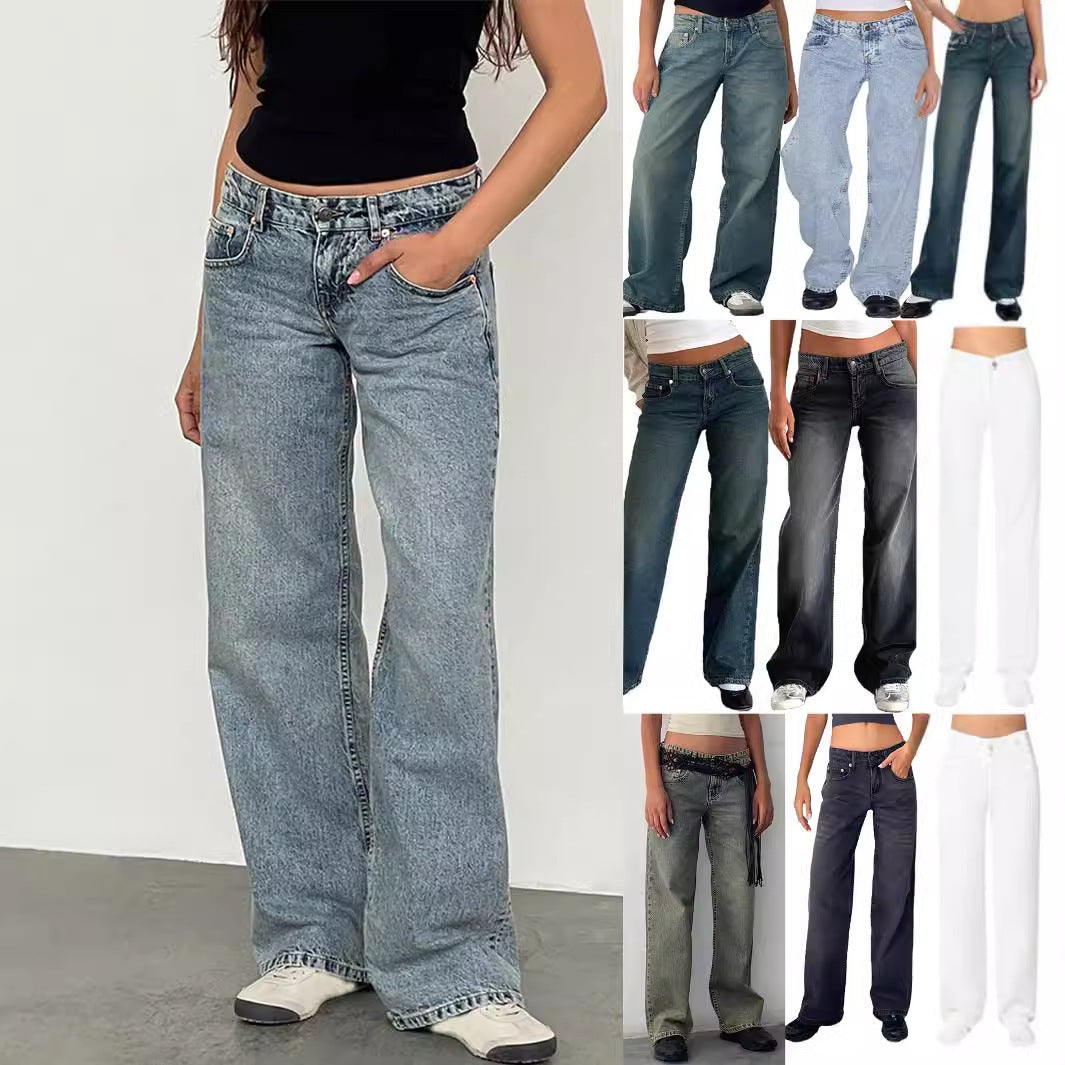 Exclusive for cross-border European and American ladies Denim Amazon AliExpress TEMU new women's straight jeans