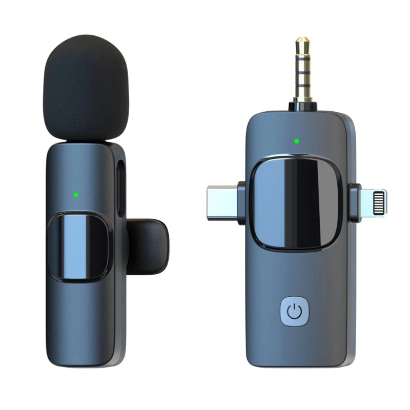 Cross-border TikTok wireless collar clip microphone outdoor mobile live streaming microphone short video recording radio noise reducing microphone clip