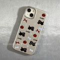 Cute bow cat for Apple 16promax phone case silver iPhone15 new drop-resistant silicone