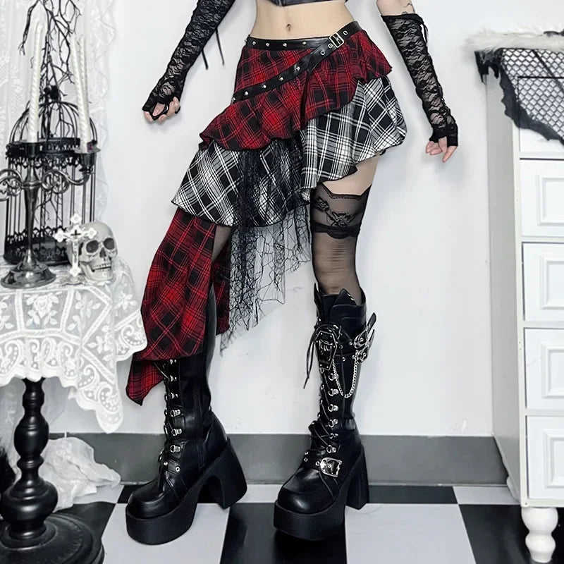 Fall CF24300 2024 New type hip skirt European and American style elegant hot girl slim fit irregular plaid skirt women