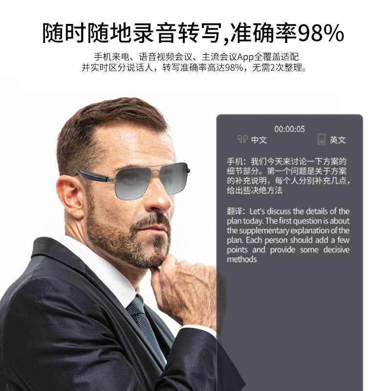 AI Smart Sunglasses – Real-Time Translation, Bluetooth & Music
