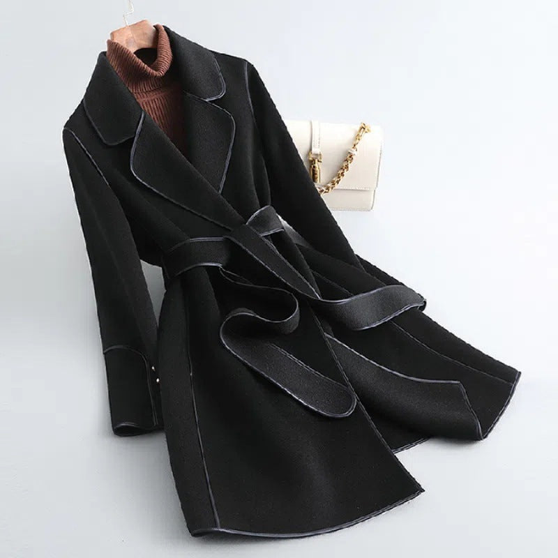Quality 2022 winter Hong Kong style artistic retro super long sleeve pile collar women's woolen coat factory wholesale