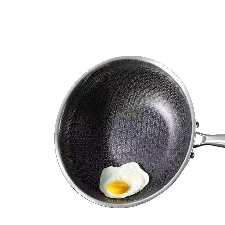 Household stainless steel wok non-stick pan uncoated induction cooker special use frying pan gas stove use household cookware