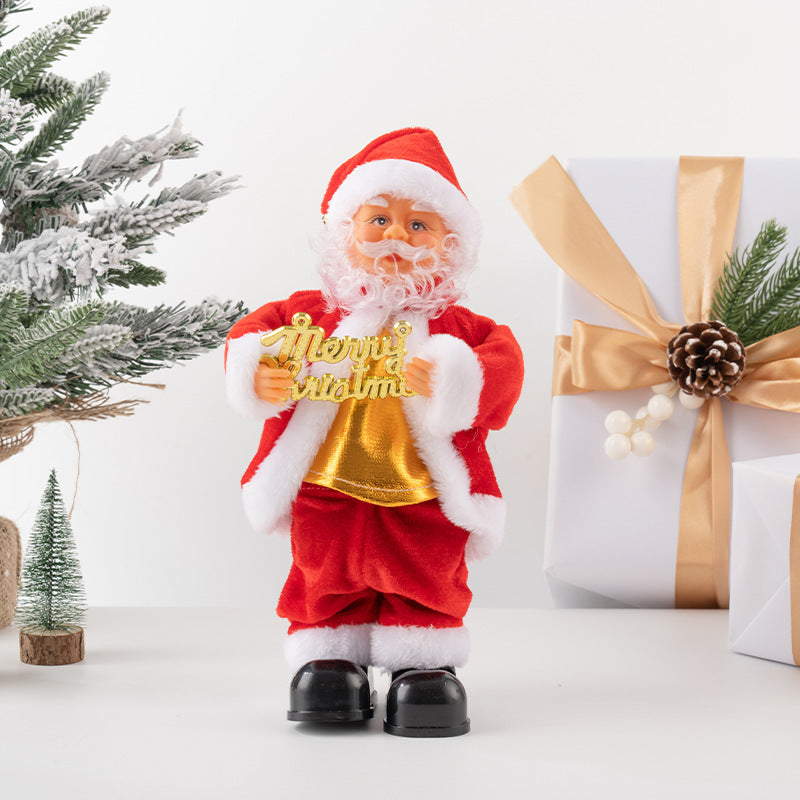 Cross-border Christmas creative gift electric Santa Claus black ladder climbing beads children's toy Christmas decoration