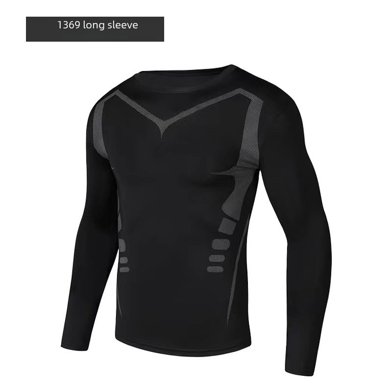 Science fiction fitness clothes men's tights quick-drying running device Sports suit basketball sports students spring and summer training wear