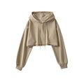 American-style retro hooded drawstring long-sleeved sweater Women's Spring and Autumn street style hot girl super short navel Jazz Dance Top