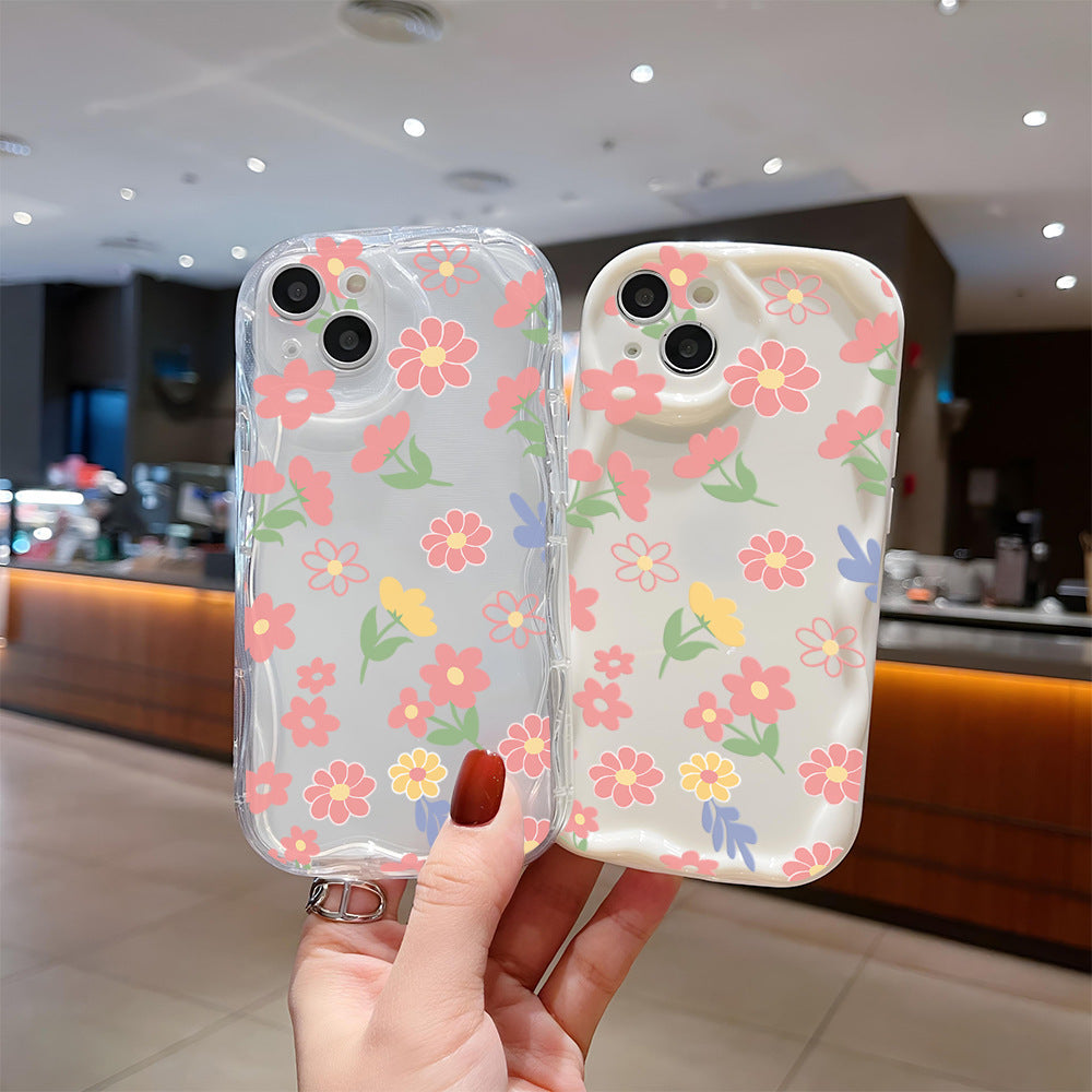 Phone case iPhone13 Apple 15pm fresh 14pro flower 12 transparent all-inclusive 11 mobile phone protective case