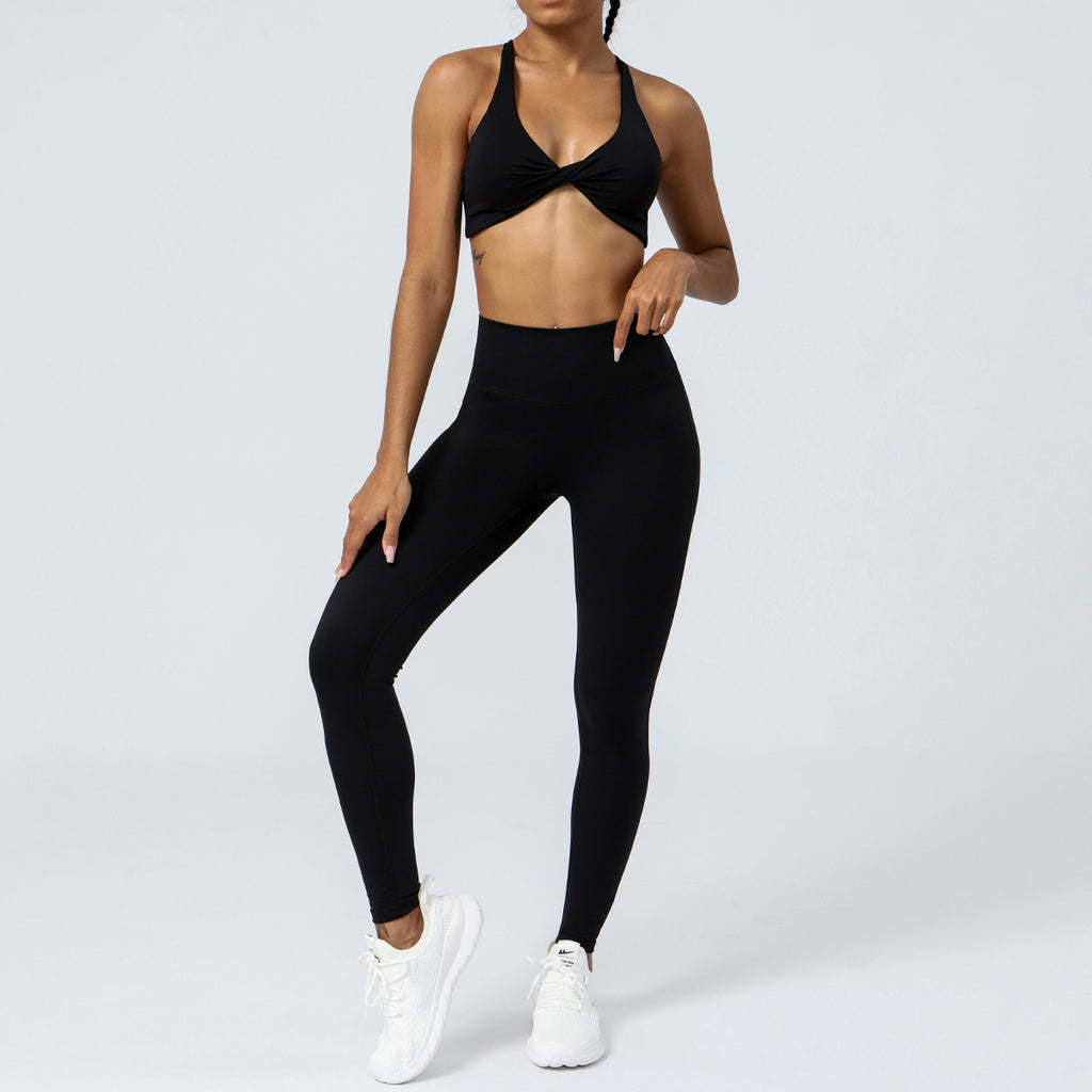 Cross-border European and American yoga clothes suit high waist hip lift running fitness clothes suit tight yoga exercise suit suit women