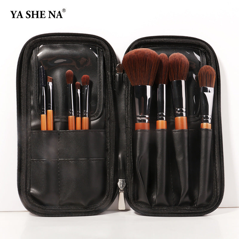 New 9 PCs wooden handle makeup brushes makeup brushes brown beauty tools suit beginner makeup brush