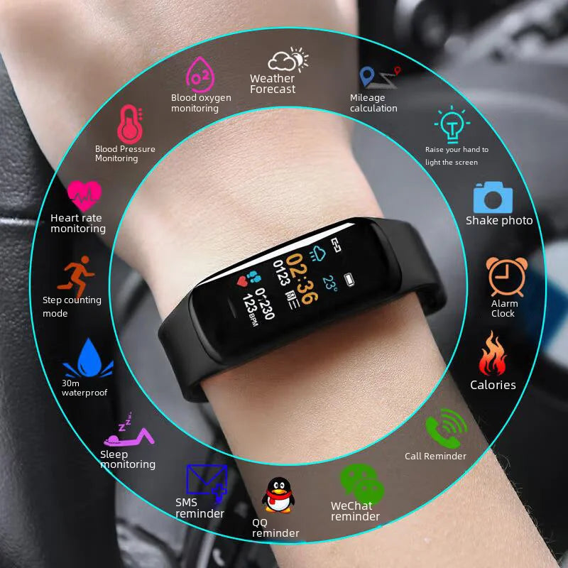 Waterproof Bluetooth Smart Watch – Step Counter, Alarm & Couples Design