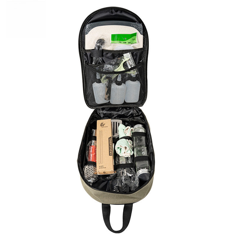 Outdoor knives kitchenware 16 pieces suit stainless steel camping equipment portable storage bag cookware tableware picnic camping