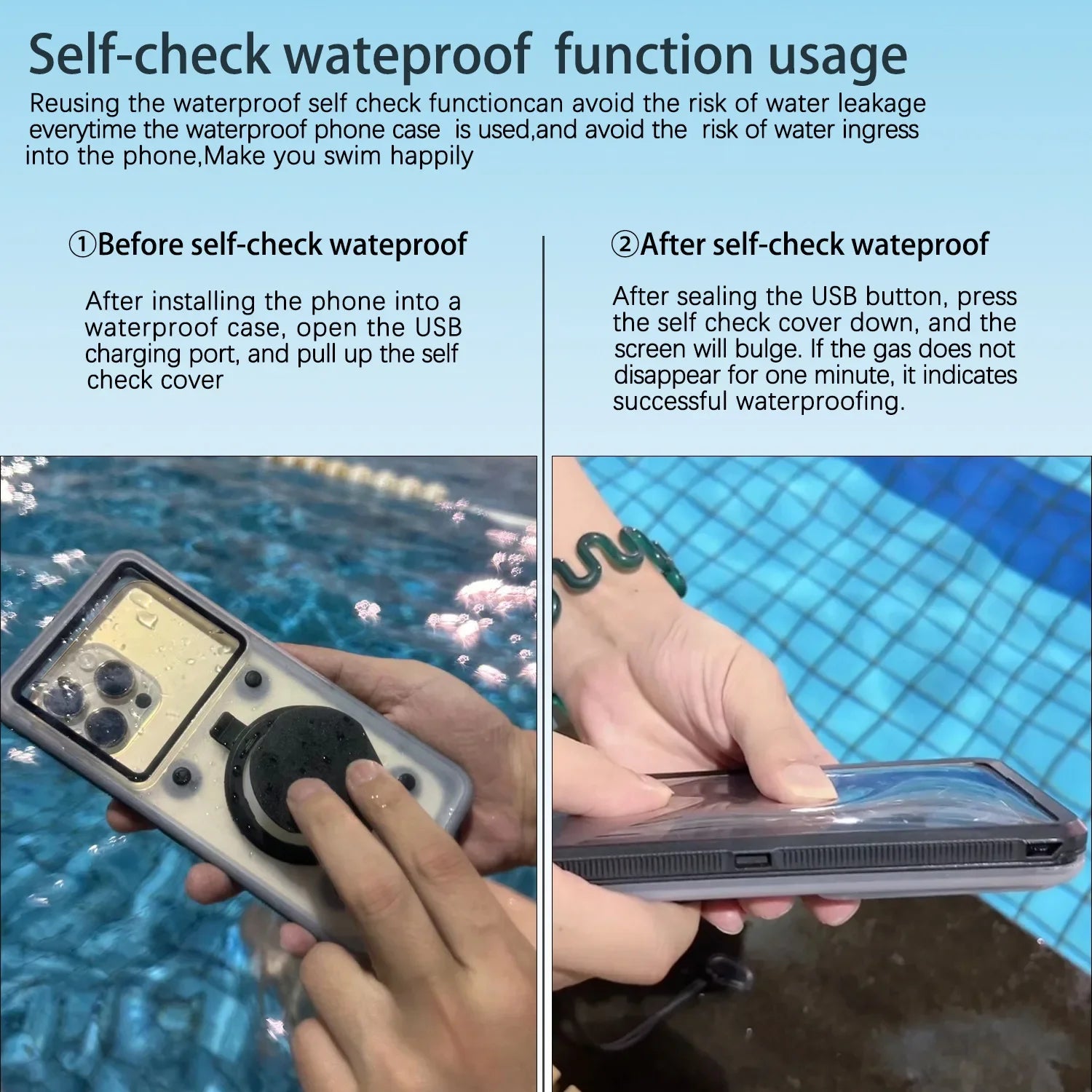 Self-inspection waterproof phone case suitable for Apple/Huawei/Samsung/OPPO/VIVO/Xiaomi 6.9-inch inner screen