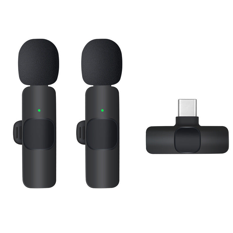 Hot Selling product wireless lavalier microphone K1 one drag two Tik Tok live stream Intelligent Noise reduction wireless mini microphone