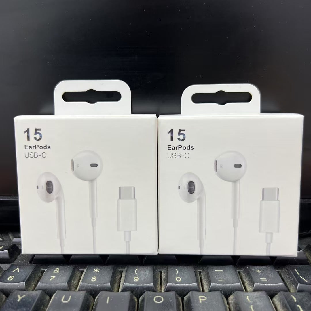 Applicable to Apple 15-16 mobile phone drive-by-wire headset type c interface universal headset support call listening to songs