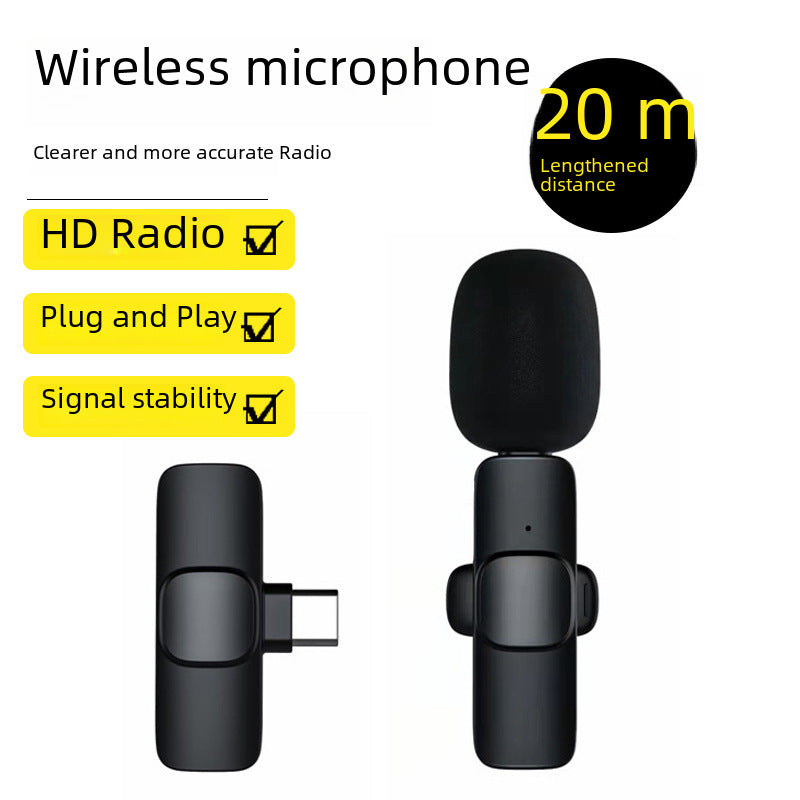 K1 wireless lavalier microphone mobile live streaming equipment New collar clip wireless mini microphone outdoor live broadcast