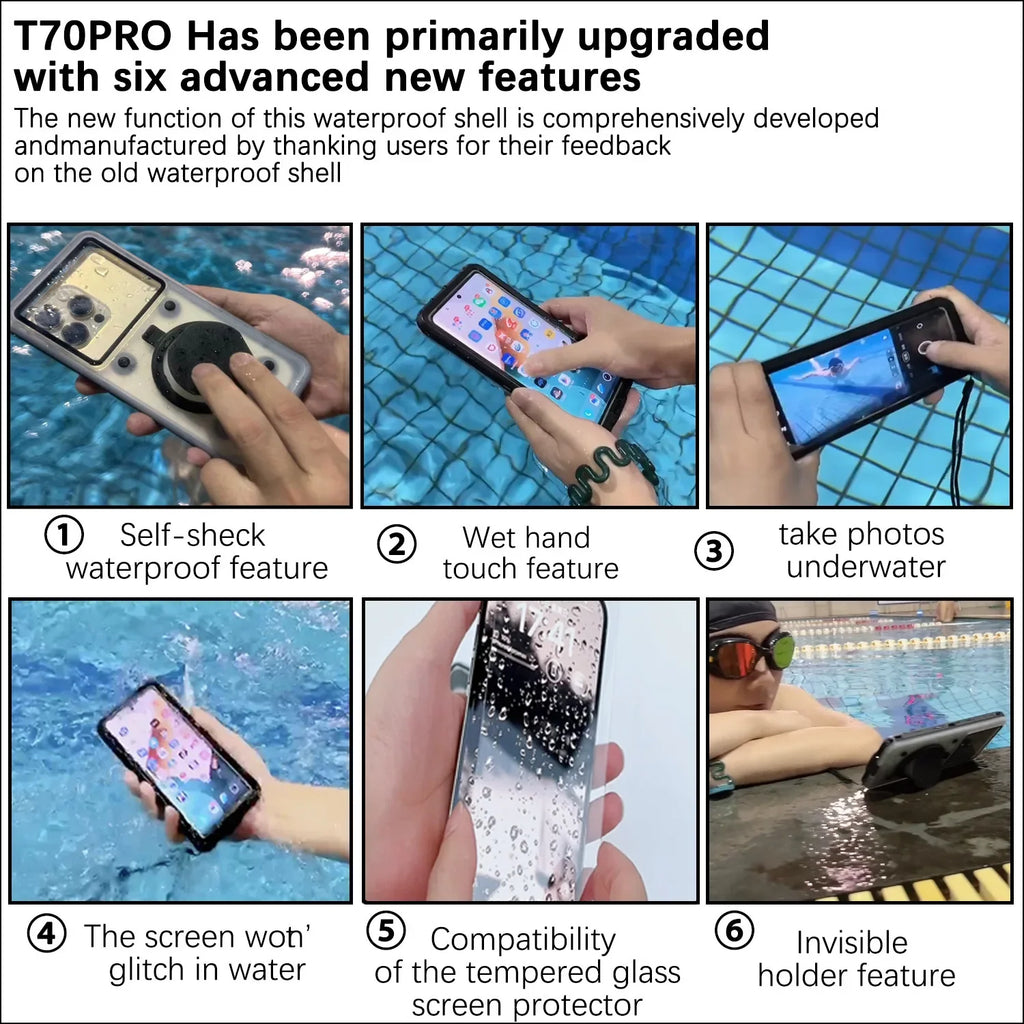 Self-inspection waterproof phone case suitable for Apple/Huawei/Samsung/OPPO/VIVO/Xiaomi 6.9-inch inner screen