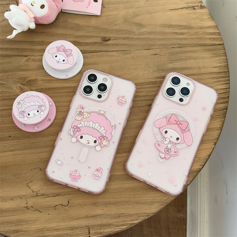 Pink XINGX girl cute magnetic bracket for iPhone16 Apple 15ProMax/14/13 phone case