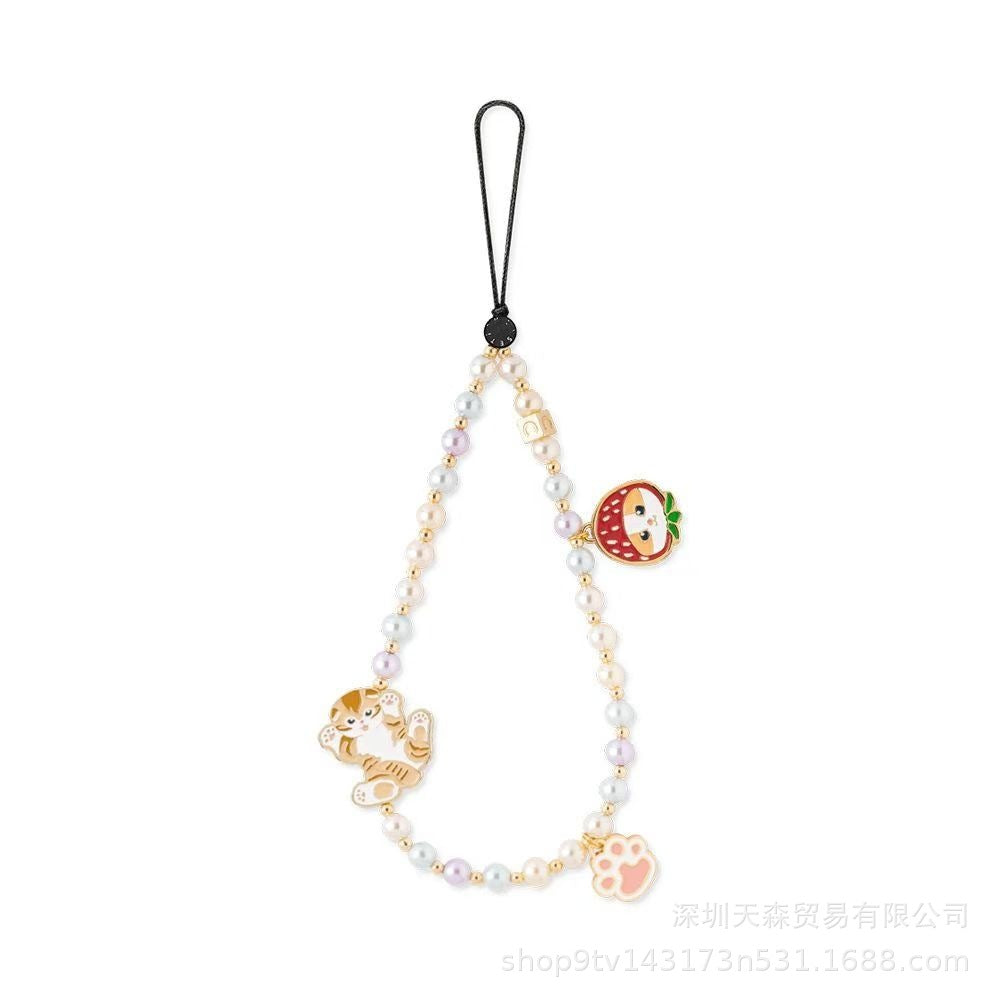 CASETi joint name High version phone chain Handmade stringed pearls phone case lanyard hanging chain wrist pendant for women
