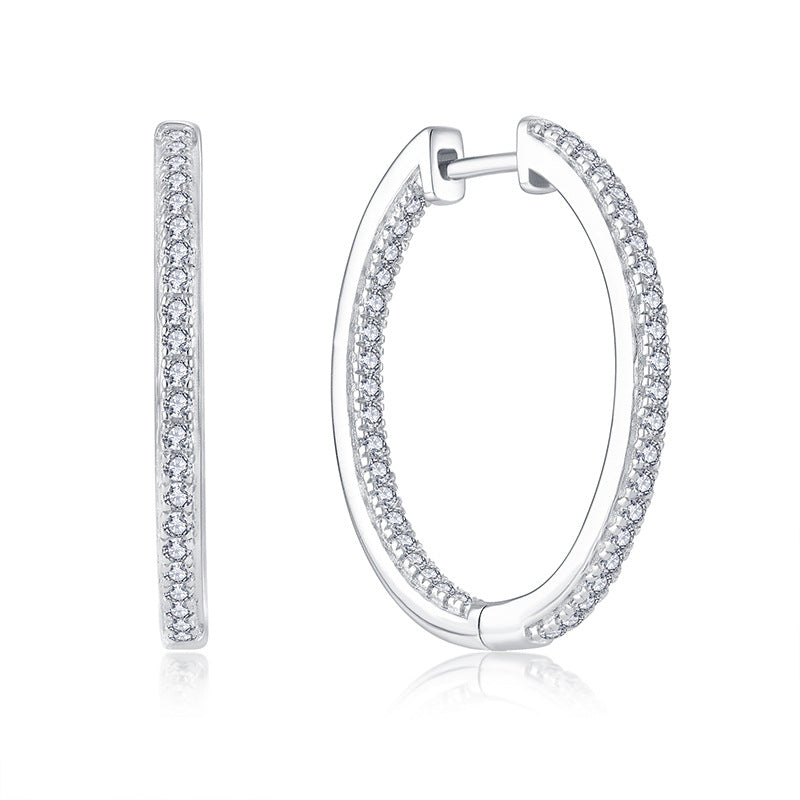 Earrings 925 sterling silver zircon eardrops earrings women's all-match light luxury foreign trade cross-border jewelry silver accessories processing