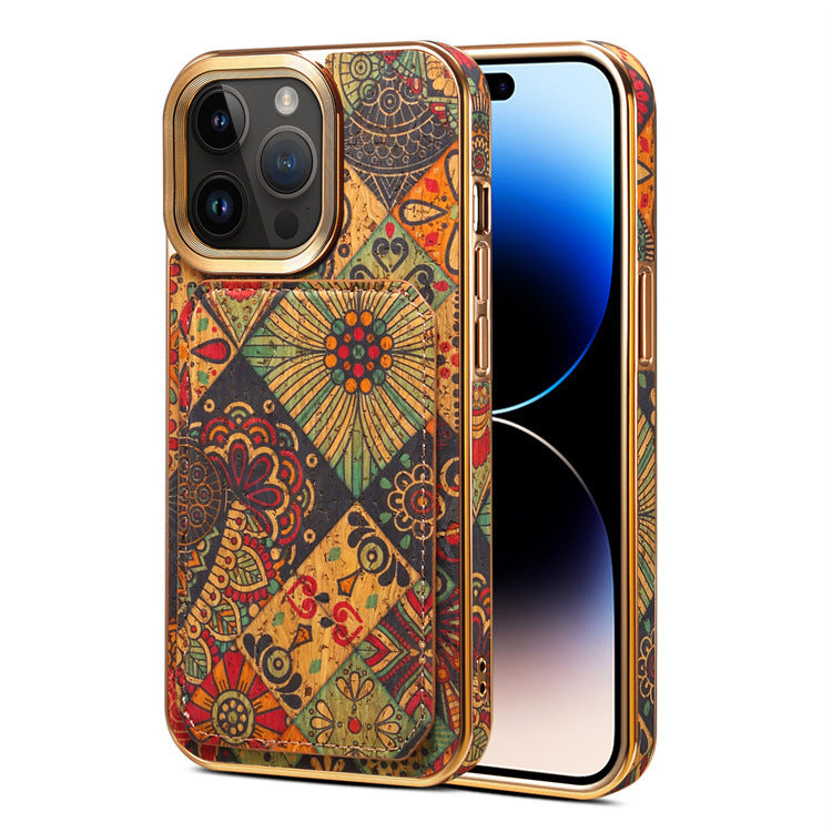 Denior foreign trade applicable iPhone15 phone case Apple 14promax drop-resistant bracket card phone case