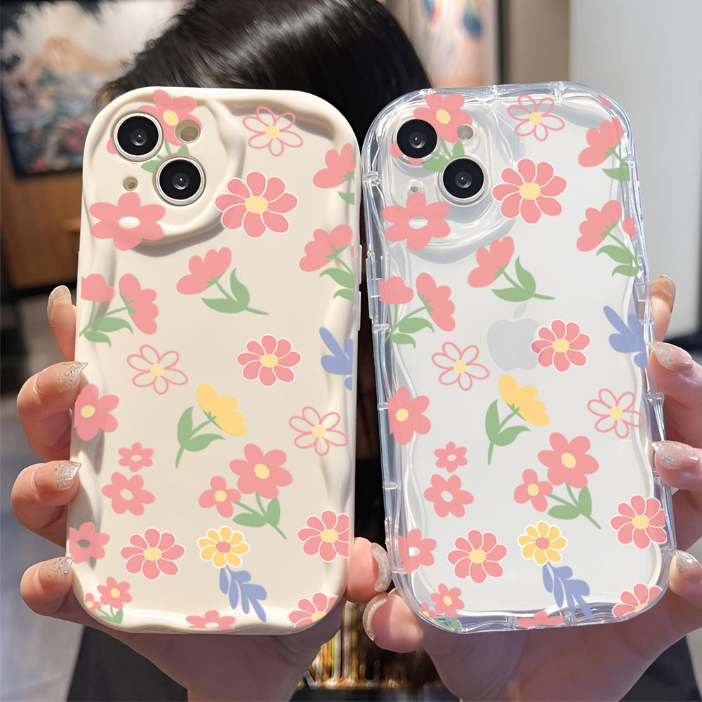 Phone case iPhone13 Apple 15pm fresh 14pro flower 12 transparent all-inclusive 11 mobile phone protective case