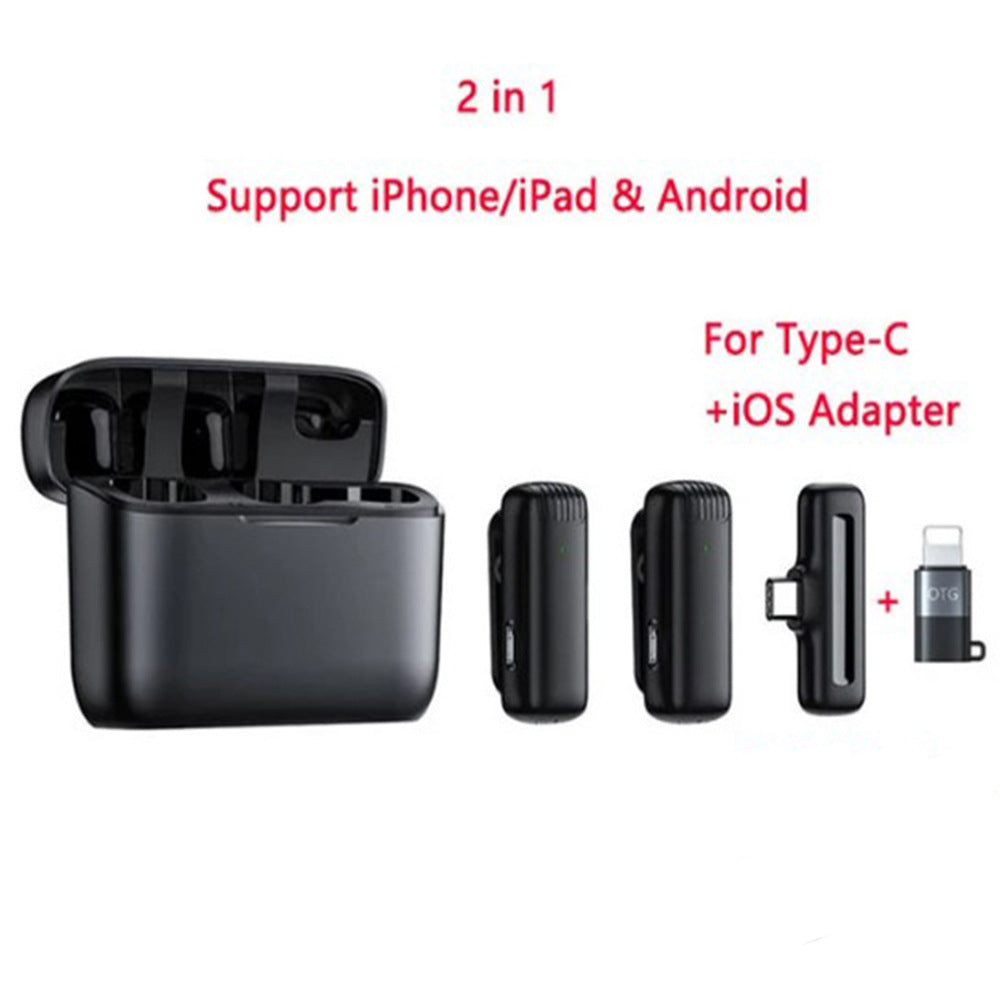 Wireless collar clip microphone J11/J13 one-to-two charging compartment outdoor mobile live streaming radio noise reduction microphone