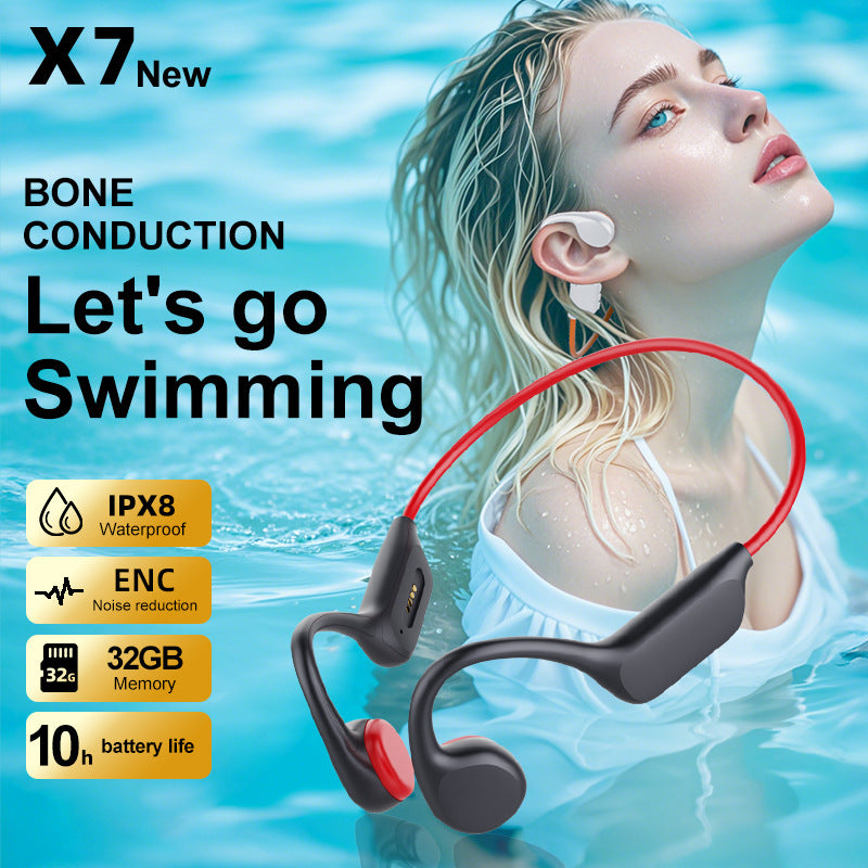 Cross-border swimming headset listening music with 32G memory long endurance bone conduction wireless Bluetooth headset