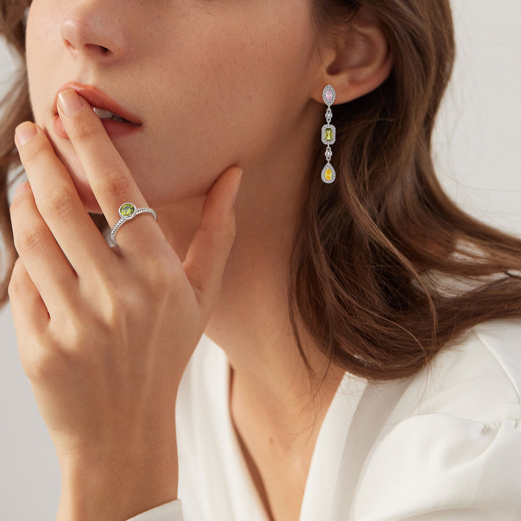 ins style light luxury jeweled earrings earrings S925 sterling silver earrings ear hanging foreign trade cross-border jewelry silver accessories processing