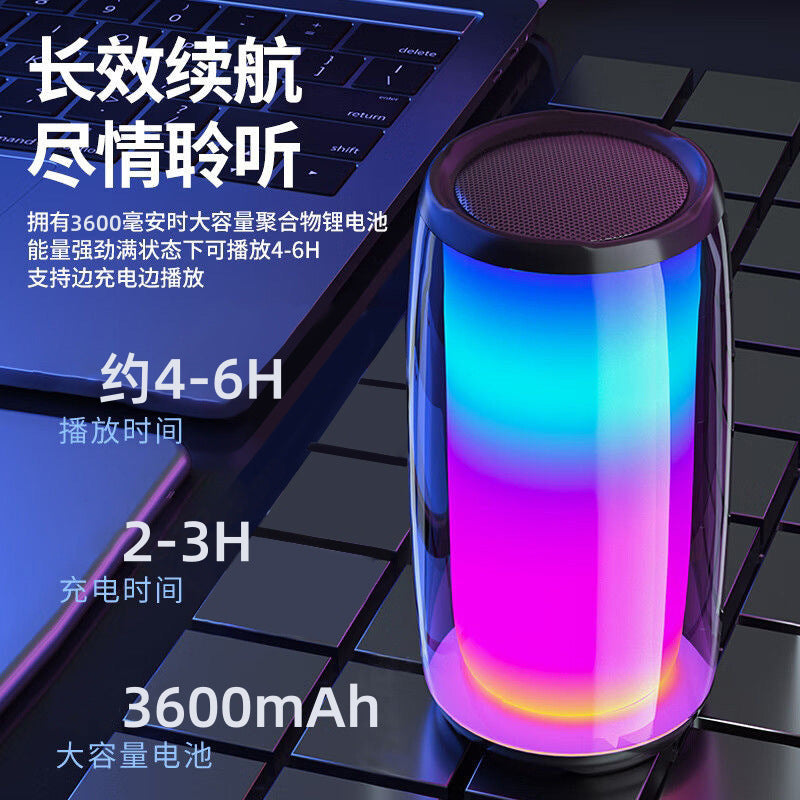 New large volume Bluetooth speaker portable camping subwoofer sound card colorful karaoke wireless microphone stereo MD5