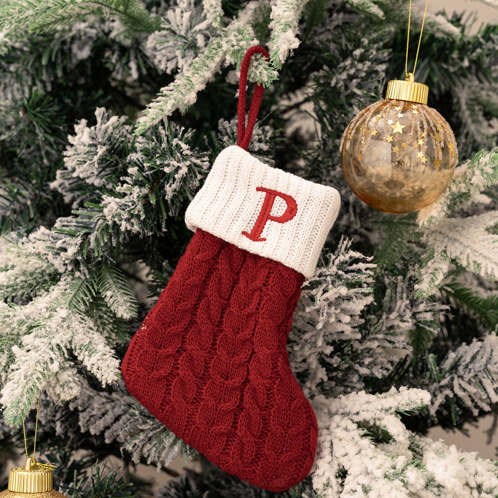 Cross-border cute letters Christmas stockings creative Christmas tree pendant Christmas style wool knitted socks decoration props