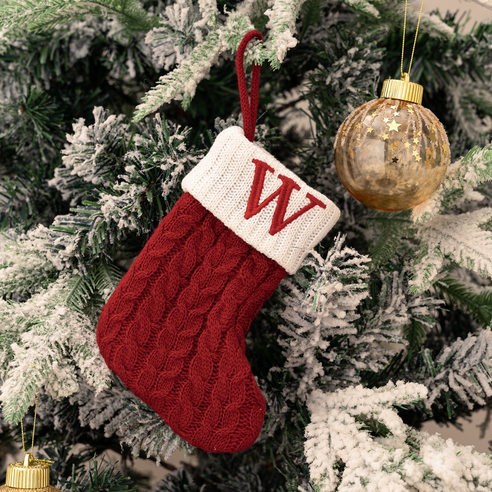 Cross-border cute letters Christmas stockings creative Christmas tree pendant Christmas style wool knitted socks decoration props
