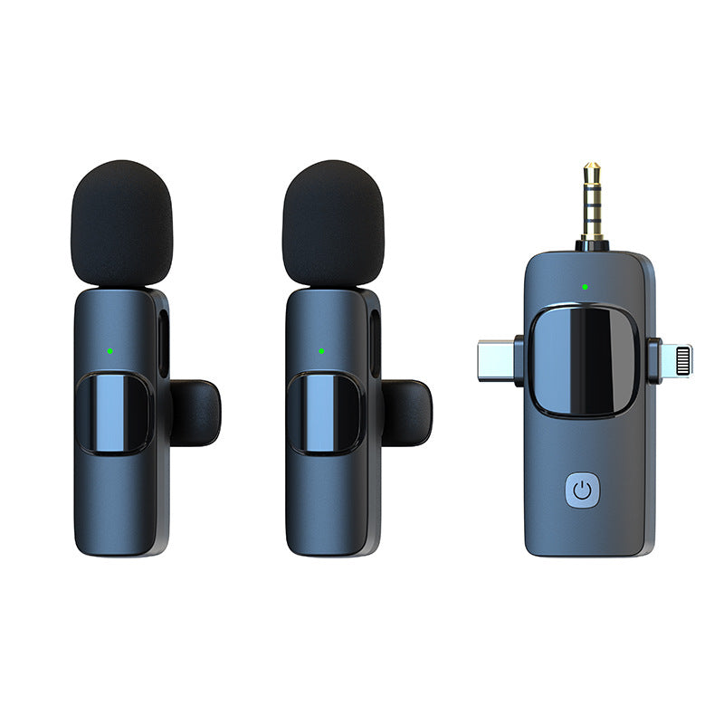 Cross-border TikTok wireless collar clip microphone outdoor mobile live streaming microphone short video recording radio noise reducing microphone clip