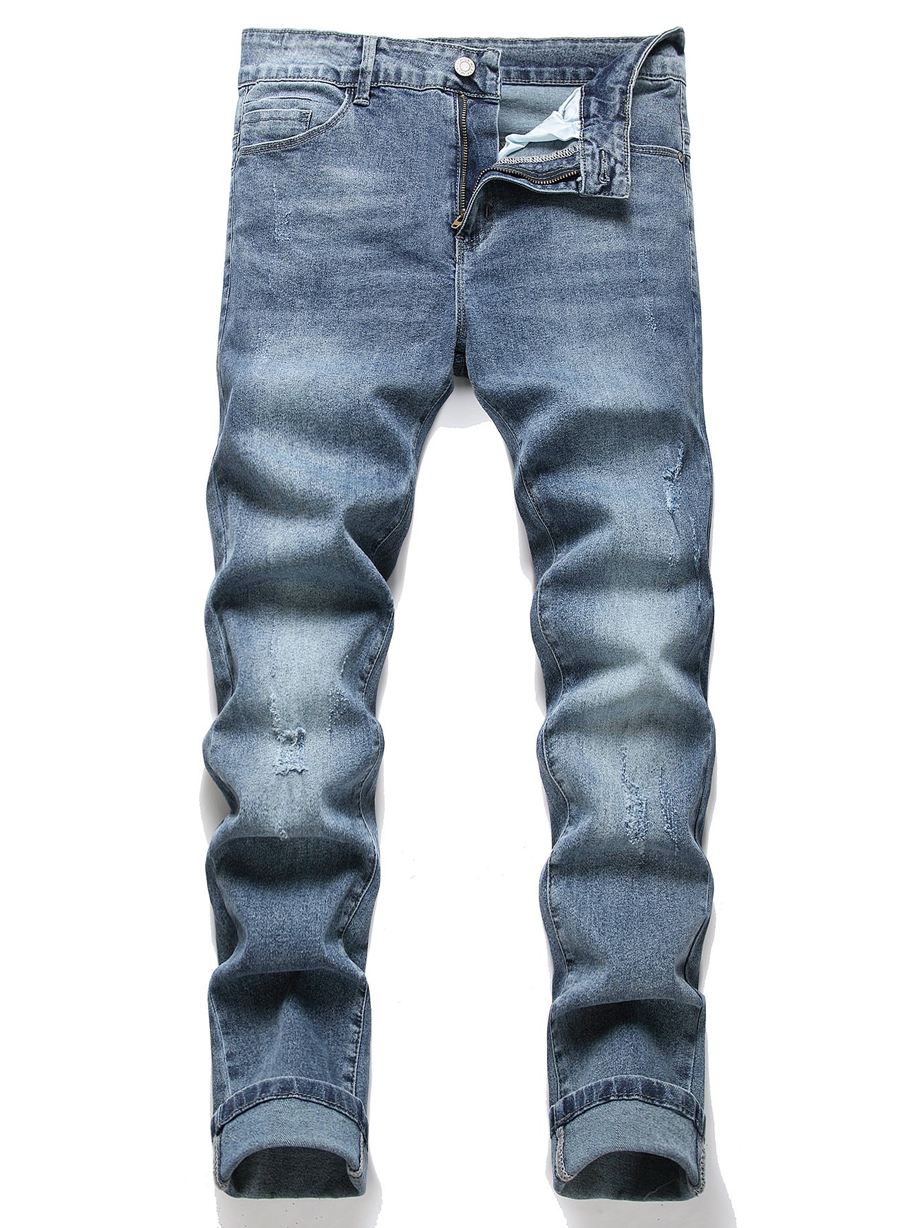 Foreign trade men's jeans stretch ripped slim jeans men