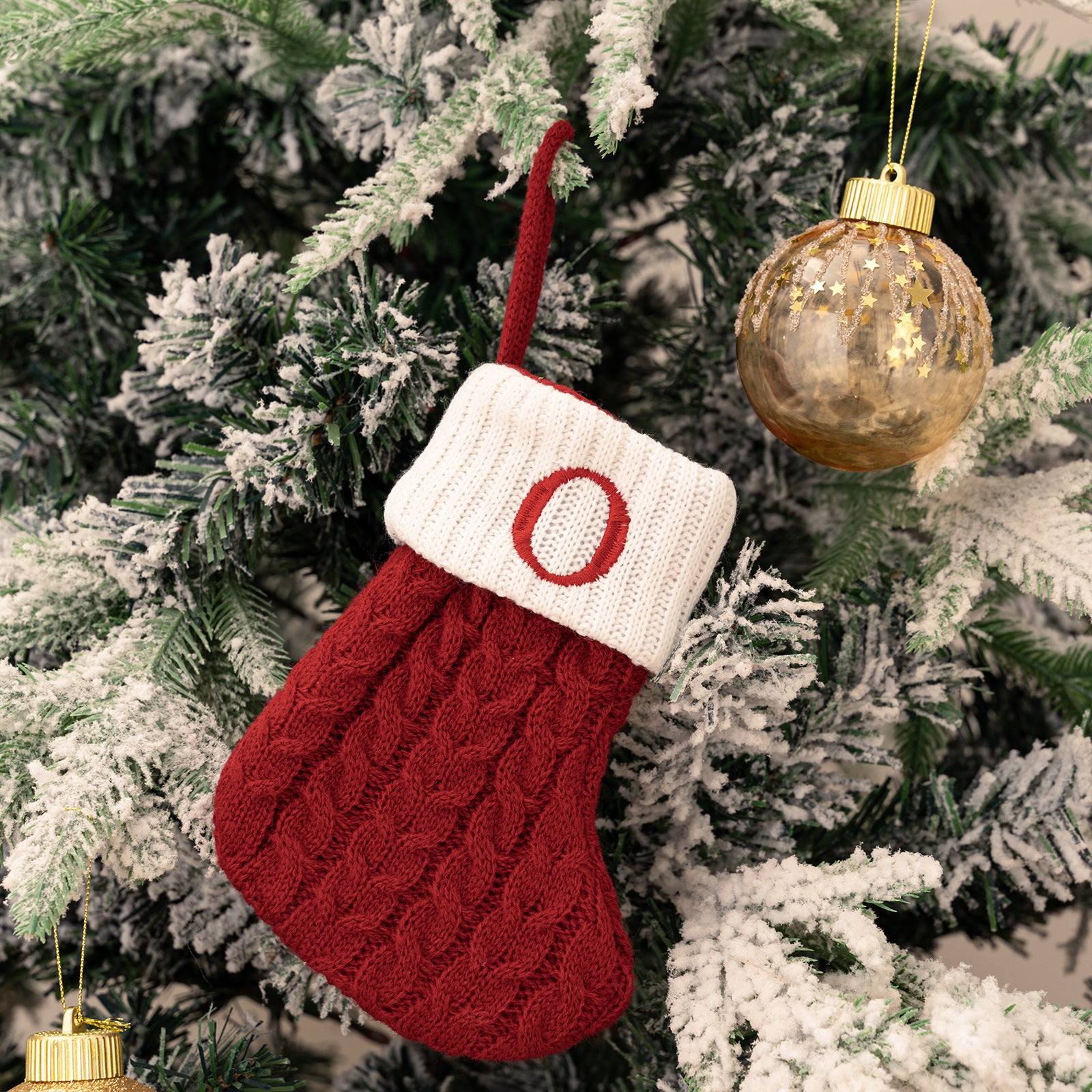 Cross-border cute letters Christmas stockings creative Christmas tree pendant Christmas style wool knitted socks decoration props
