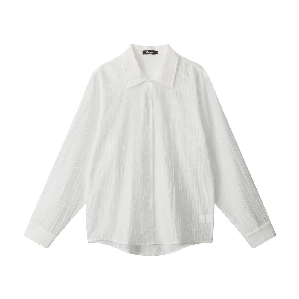 HeyHenry spring and autumn 2025 new loose Korean style loose long-sleeved shirt Women's thin slightly transparent smock top