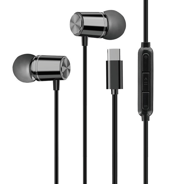 Suitable for Apple wired headset iphone15/14promax/13/12/11 flat head Android metal headset
