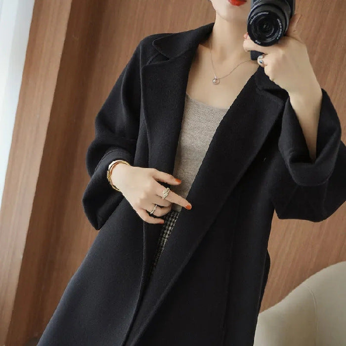 Cross-border foreign trade coat for women long below the knee loose plus size 2025 autumn and winter new high-end cardigan coat for women fashion