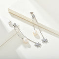 Foreign trade cross-border hot mining pearl earrings eardrops s925 silver female six-pointed star Zircon stud earrings silver accessories processing