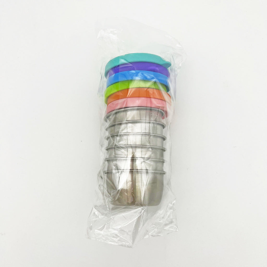 Cross-border 304 stainless steel sauce cup with silicone cover sauce cup outdoor portable tomato salad seasoning saucer dish