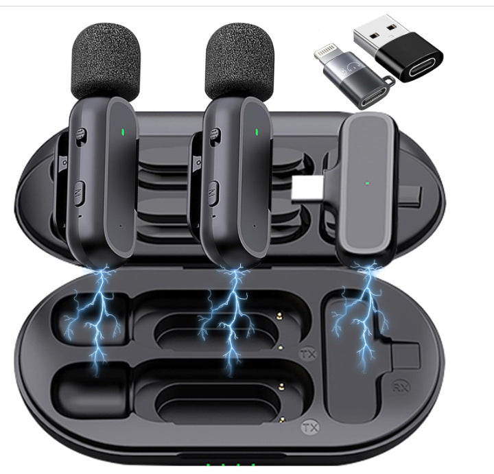 k61 wireless collar clip microphone outdoor live video recording noise reduction radio k60 mini microphone with charging compartment