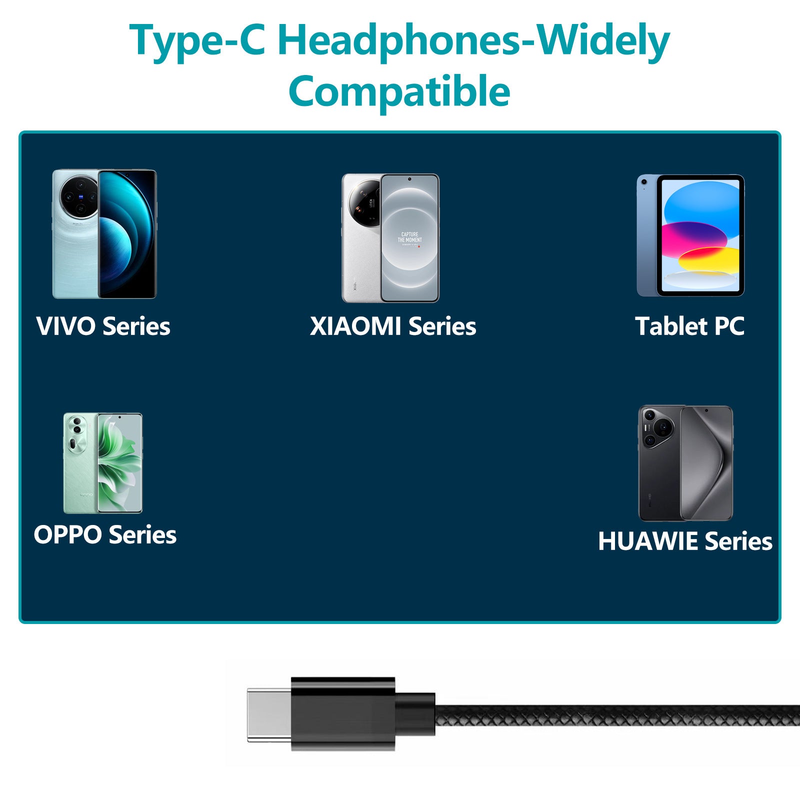 Applicable to Apple 15promax mobile phone Huawei Samsung USB-C headset listening to songs with controller audio type-c headset