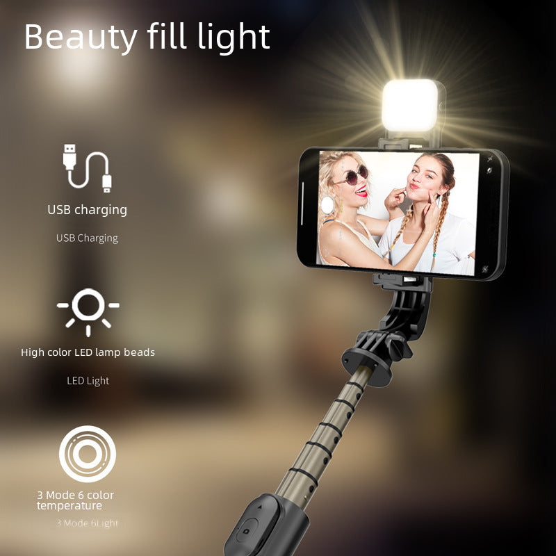 Manufacturer mini selfie stick Bluetooth tripod led fill light selfie stick Beauty Live and photo bracket