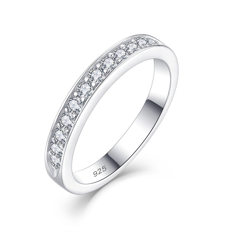Ring s925 silver inlaid 2mm zircon diamond ring classic simple fashion foreign trade cross-border jewelry silver accessories processing