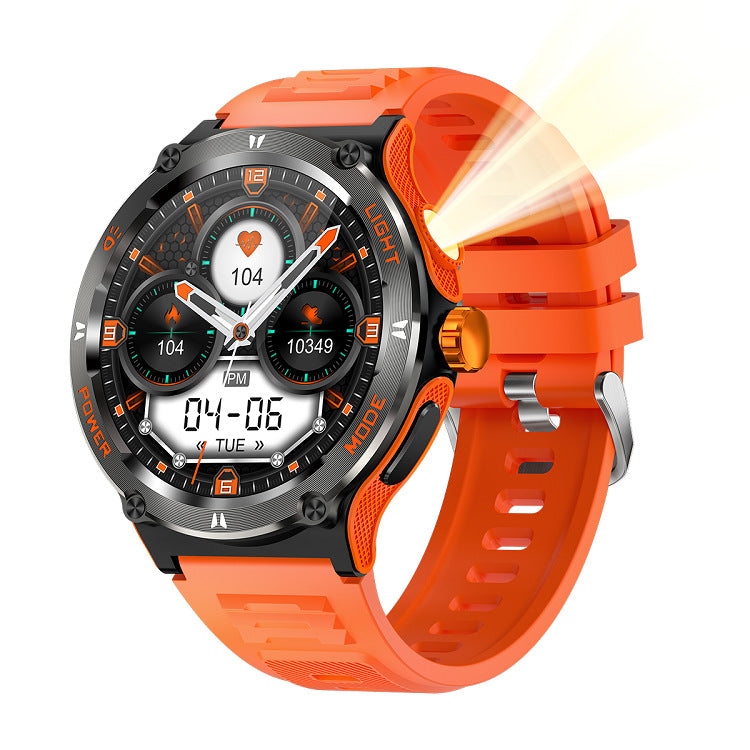 New KT76 smart watch outdoor Three-proof sports Bluetooth calling flashlight deep waterproof health monitoring