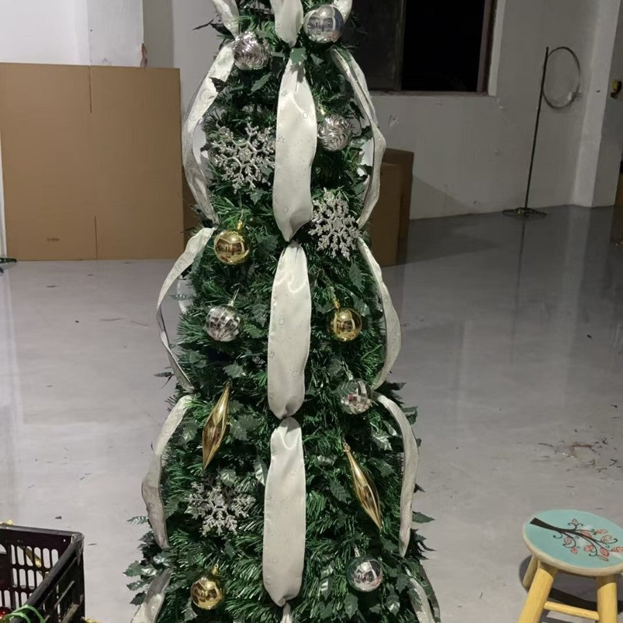 Beiqi 1.8 m Amazon hot telescopic tree with ornament 150LED light frame tree foldable Christmas Festival