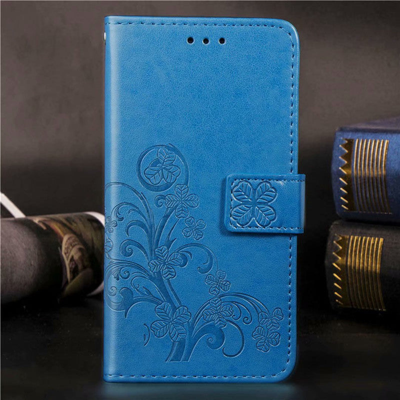 Foreign trade applicable to Google pixel 3 4 3a 4a xl lucky four-leaf clover flip wallet lanyard leather case