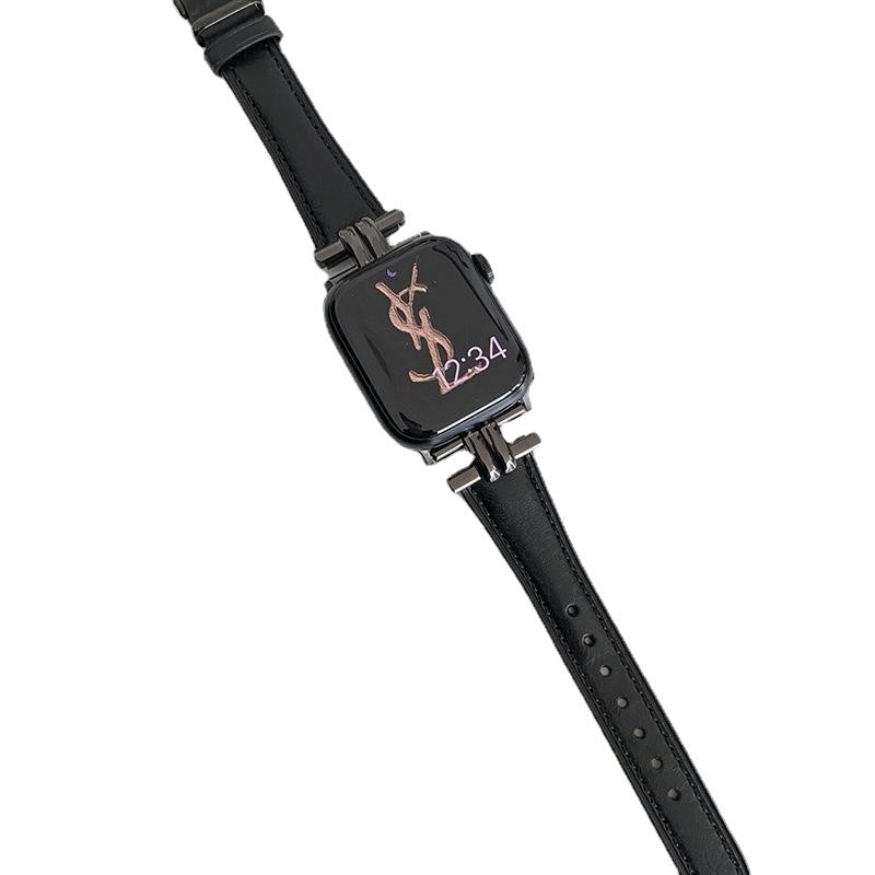 iwatch9 strap high sense genuine leather retro suitable for Apple Watch S10875se generation ultra autumn and winter leather